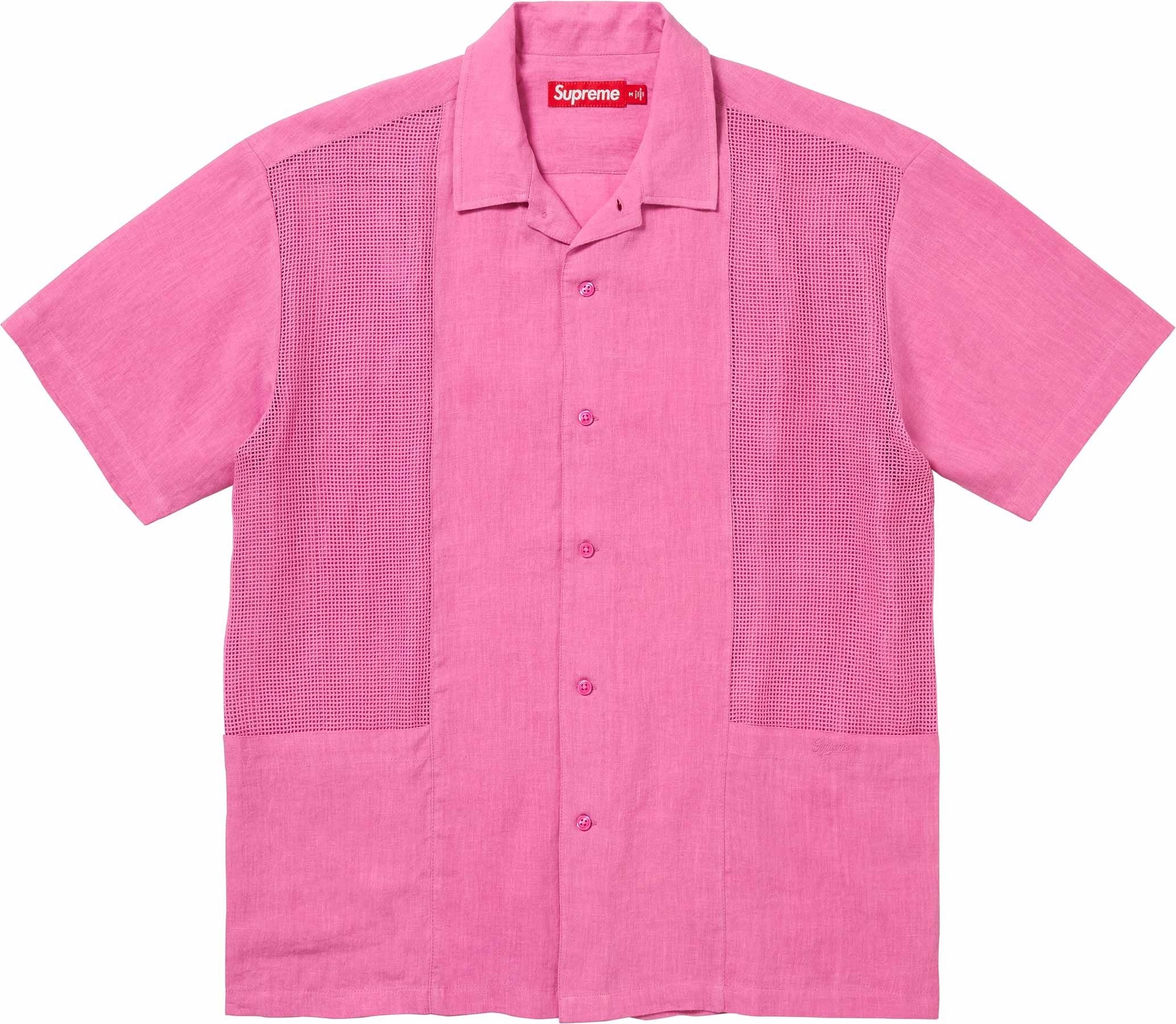 Mesh Panel Linen S/S Shirt view 3